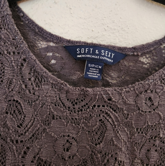Soft & Sexy Grey Lace Tank Top - Picture 2 of 5